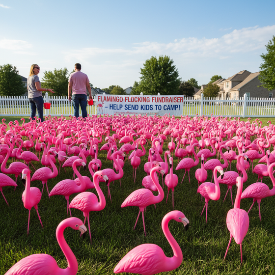 Flamingo flocking fundraiser