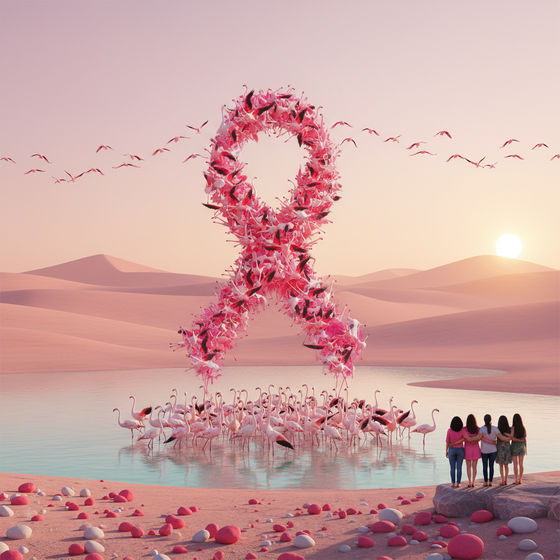 Pinktober breast cancer awareness flamingo