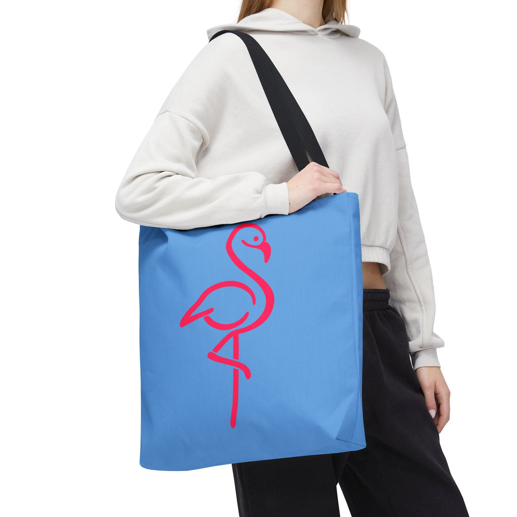 Pink Flamingo Tote Bag – Blue All-Over Print Beach & Market Tote