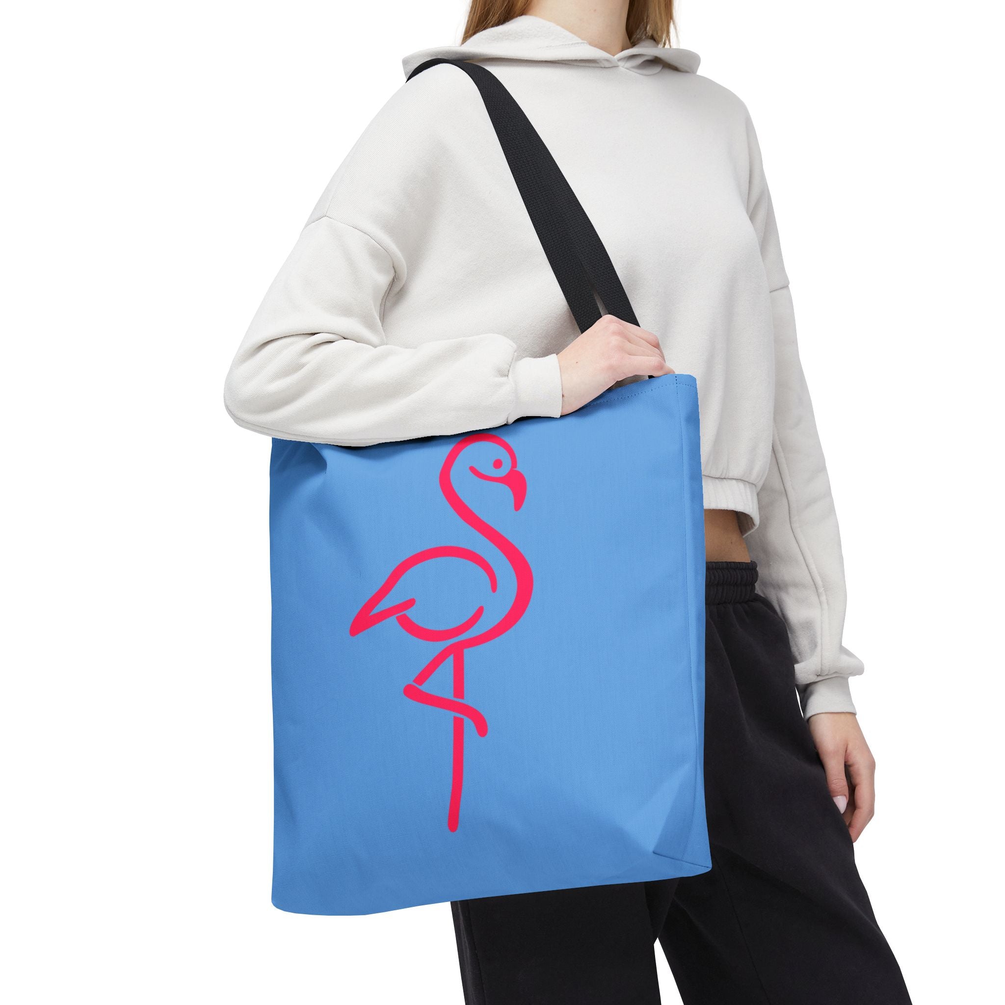 Pink Flamingo Tote Bag – Blue All-Over Print Beach & Market Tote