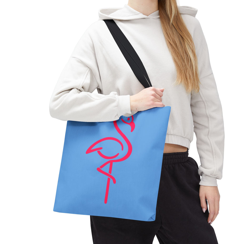 Pink Flamingo Tote Bag – Blue All-Over Print Beach & Market Tote