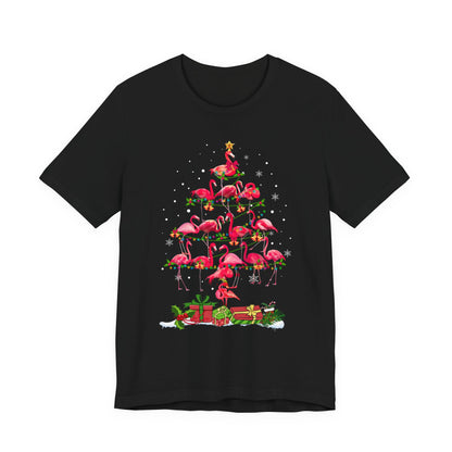 Flamingo Christmas Tree Shirt - Tropical Holiday Snowflake Design — Premium Tee