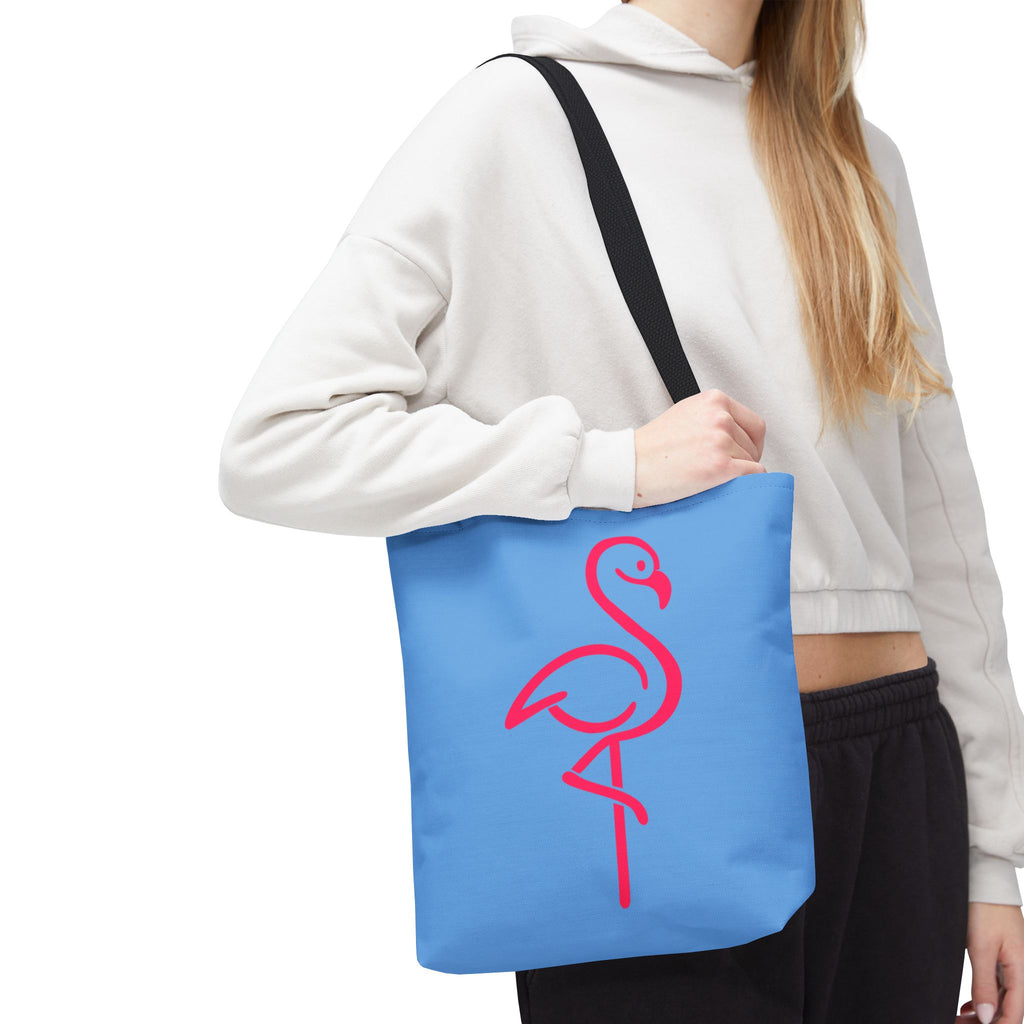 Pink Flamingo Tote Bag – Blue All-Over Print Beach & Market Tote