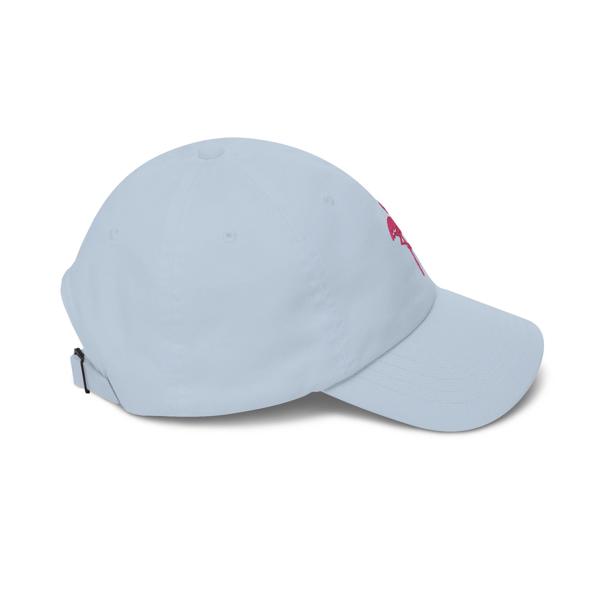 Flamingo Embroidered Dad Cap — White Baseball Hat with Pink Flamingo