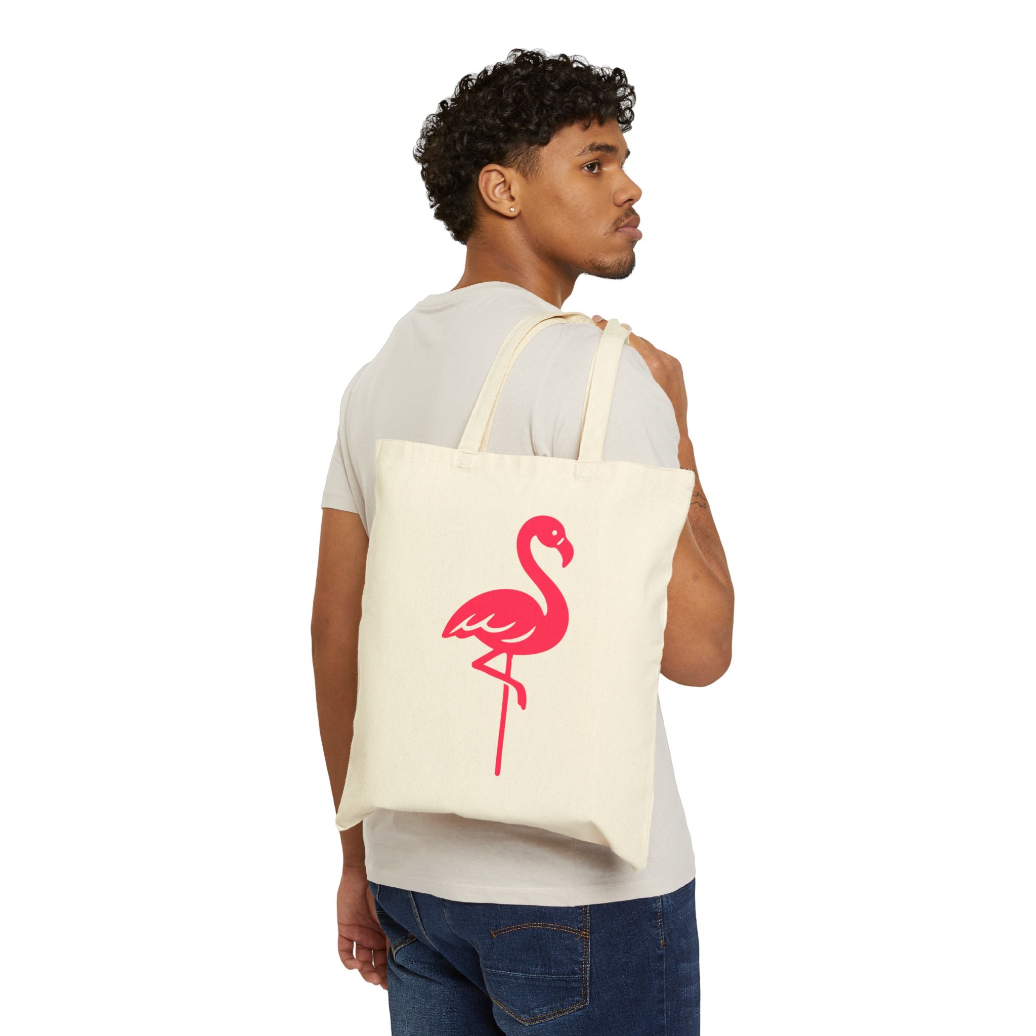 Flamingo Canvas Tote Bag – Pink Tropical Beach Shopper