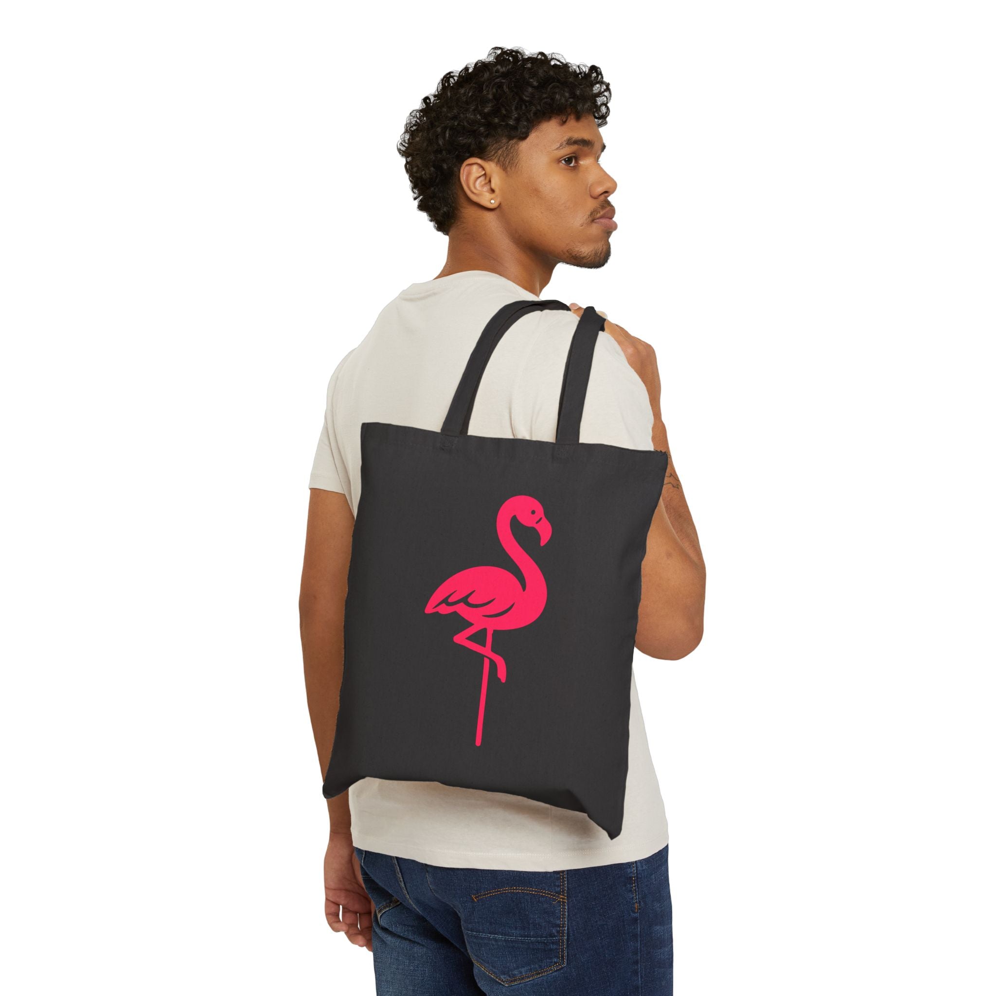Flamingo Canvas Tote Bag – Pink Tropical Beach Shopper