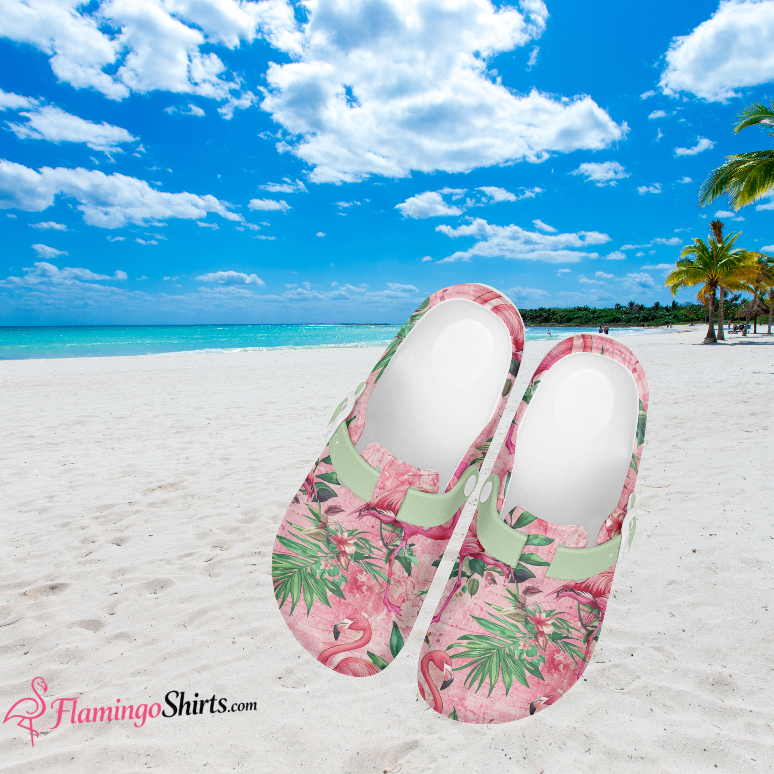 Pink Flamingo Slip On Beach Clogs, Comfort Shoes for Work