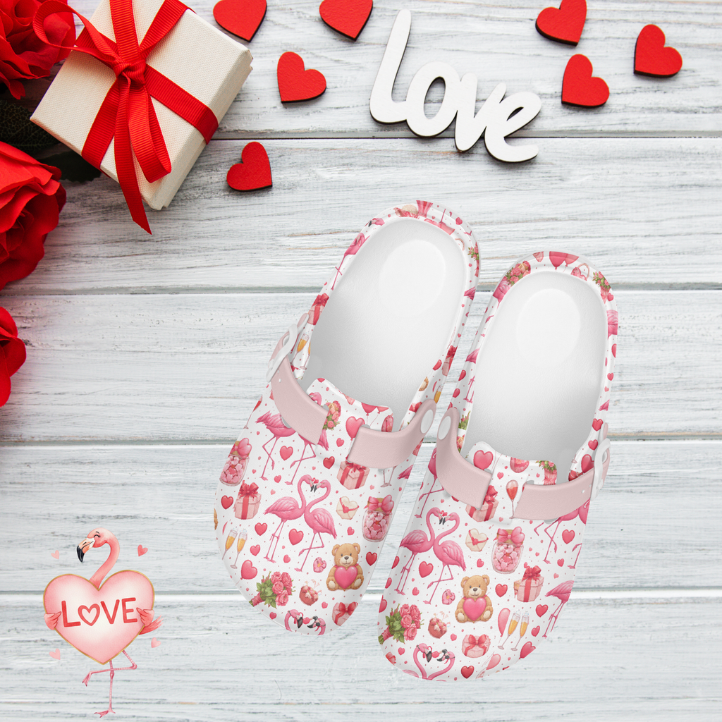Flamingo Valentine Slip On Nurse Work Clogs